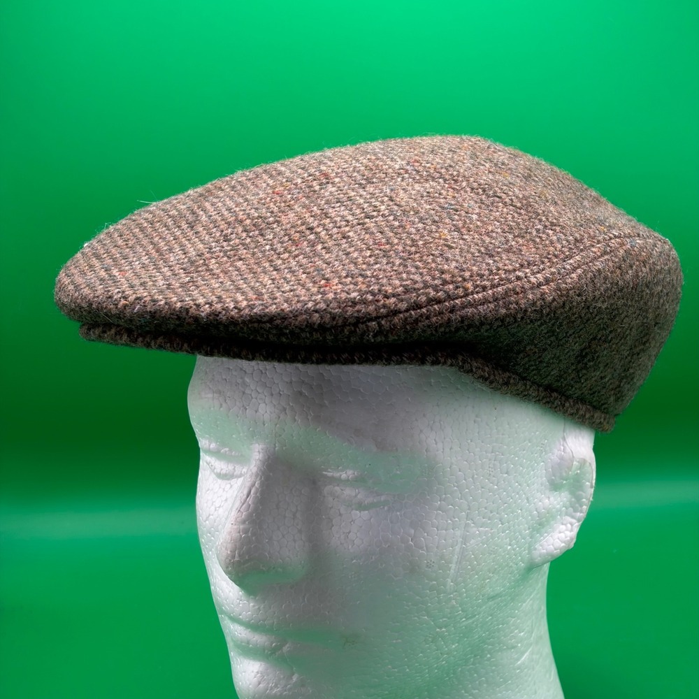 VTG Casali Wool Tweed Newsboy Hat Mens L 7 1/4 Brown Cap Cotton-Lined Italy Made